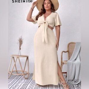 🏝️ SHEIN Knot Front Cut Out Split Thigh Summer Dress 🏝️ OXL/12 🏝️